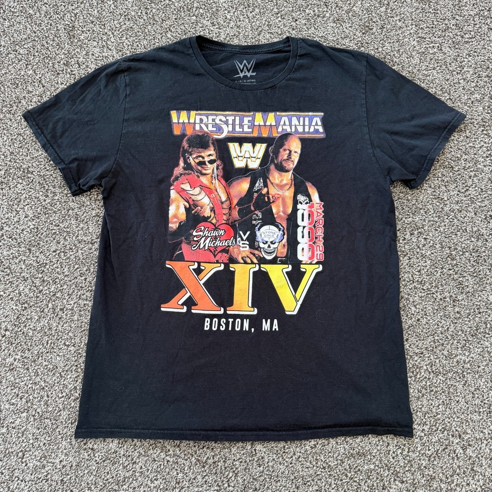 WWE WrestleMania XIV 1998 Boston Shawn Michaels vs Stone Cold T-Shirt Size Large